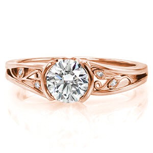 Portland rose gold engagement ring handmade filigree and micro pave diamonds.