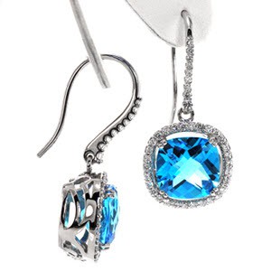 Image for Topaz Diamond Halo Earrings