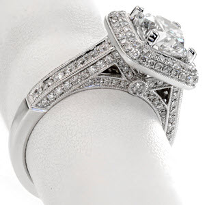 Micro pave engagement ring in Montreal with rows of diamonds in a white gold setting. 