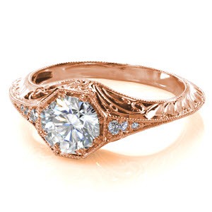 Bradenton engagement ring with knife edge band and filigree.