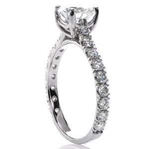 Round cut pave engagement ring