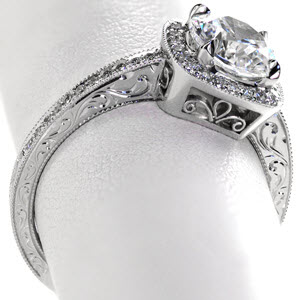 Side engraved engagement rings