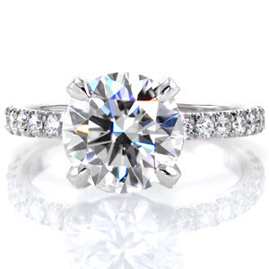 Baton Rouge micro pave engagement ring with a stunning round brilliant diamond in a platinum setting.