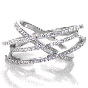 Quebec diamond wide band with four split-shank diamond bands.