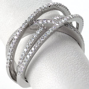 Seattle unique wedding bands with dimension and micropave diamonds.