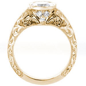 Hudson filigree engagement ring with scroll engraving and scroll filigree.