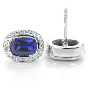 Image for Cushion Sapphire Halo Earrings