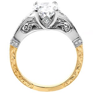 Custom made two tone filigree engagement ring in Dallas