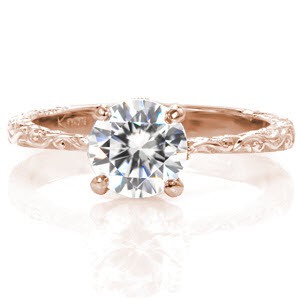 Antique hand engraved engagement rings in Tampa with relief engraving milgrain.