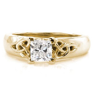 Yellow gold celtic engagement rings in Seattle, Washington.