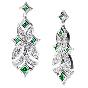Image for Emerald and Diamond Dangle Earrings