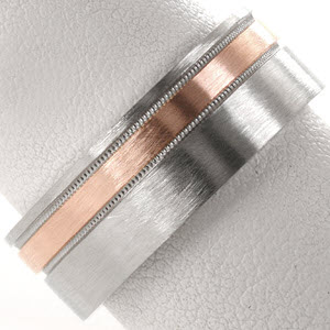 Baltimore unique two tone wedding bands with brushed finish.