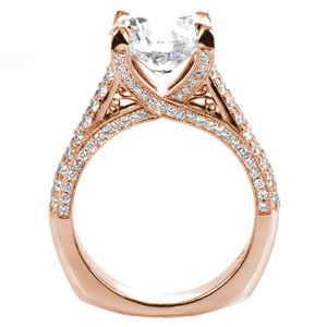 Filigree engagement ring in Rochester with micro pave diamonds and round brilliant center stone.