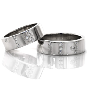 Braille diamond bands, saying 'I Love You' in braille.