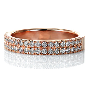 This eye-catching band features a double row of  micro pavédiamonds so there's sparkle and shimmer from every angle. Perfect as a stand-alone right hand ring or as a standout wedding band, our Suave Band is a timeless design with tremendous versatility. 