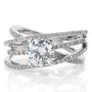 Split shank engagement ring featuring pave diamonds in Chicago