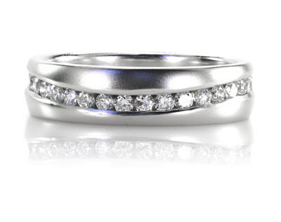 Channel set diamond eternity band.